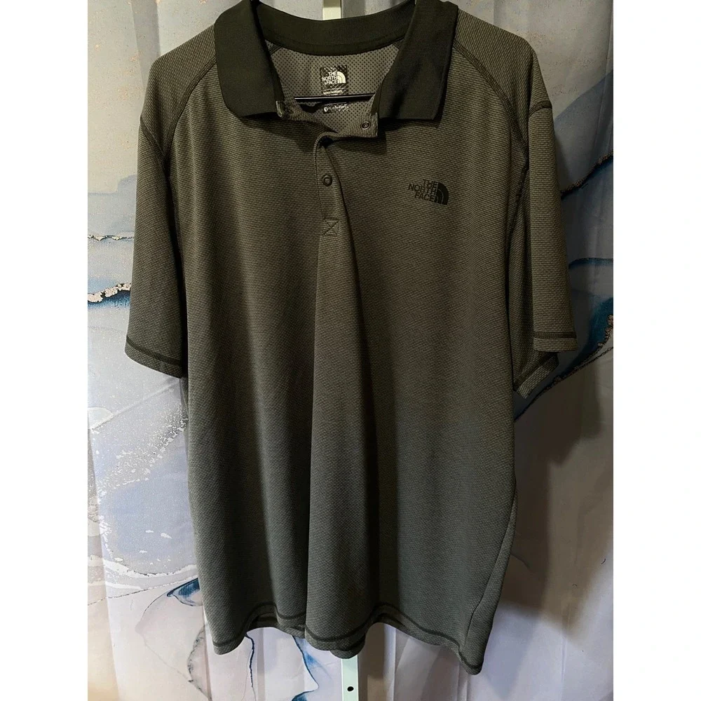 The North Face FlashDry Polo Shirt Men's XXL Gray Heather Snap Placket